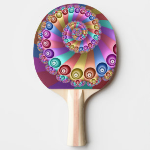 Raquete De Ping Pong Linda Arco-Íris Colores Abstrato de Arte Fractal