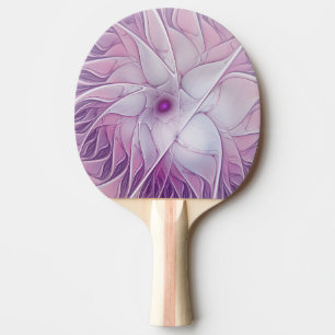 Raquete De Ping Pong Linda Flor Rosa Moderna Abstrato, Arte Fractal