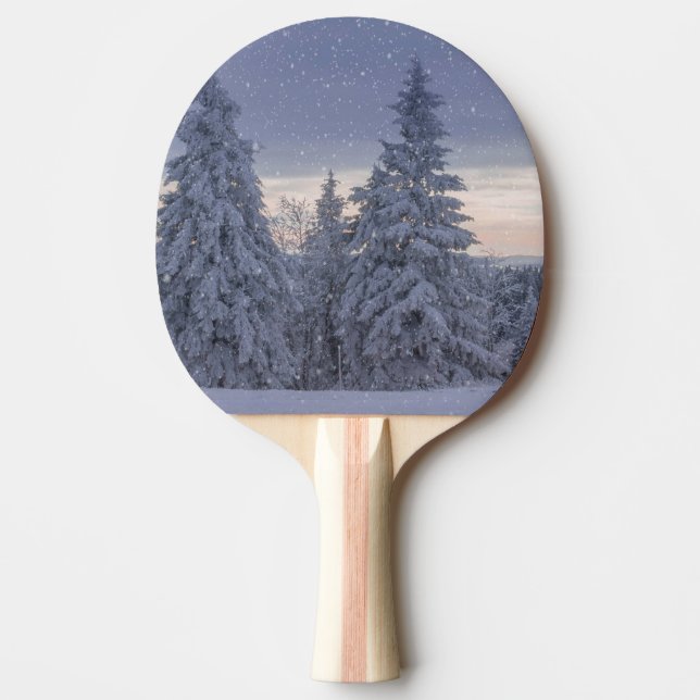 Raquete De Ping Pong Linda paisagem de inverno como nevando (Frente)