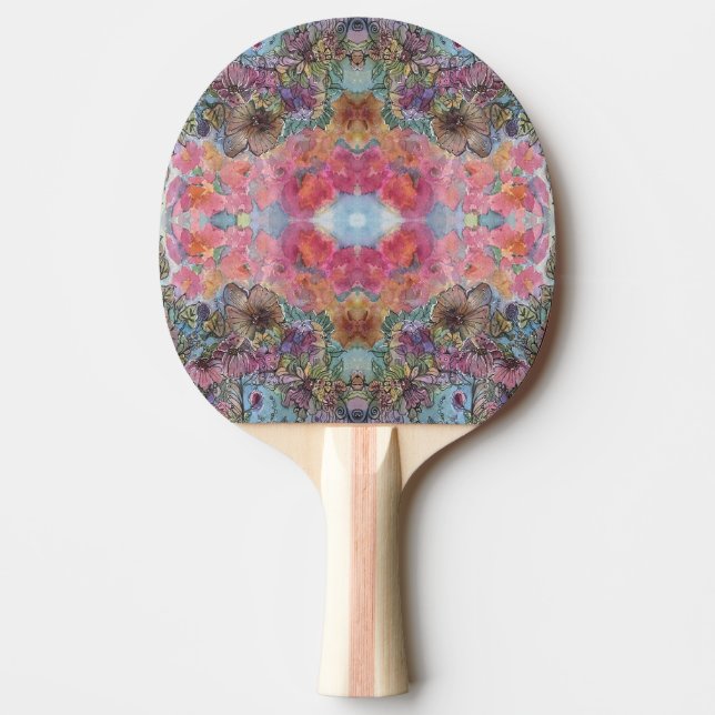 Raquete De Ping Pong Linda pintura de aquarela Chic Flower Garden (Frente)