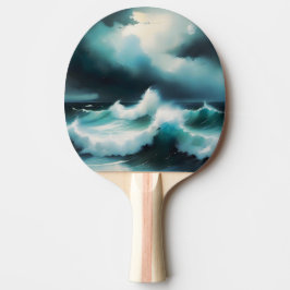 Raquete De Ping Pong Linda pintura de ondas do Oceano Azul