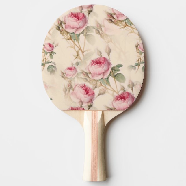 Raquete De Ping Pong Linda Vintage Floral (Frente)