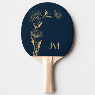 Raquete De Ping Pong Lindas flores de Deco de ouro