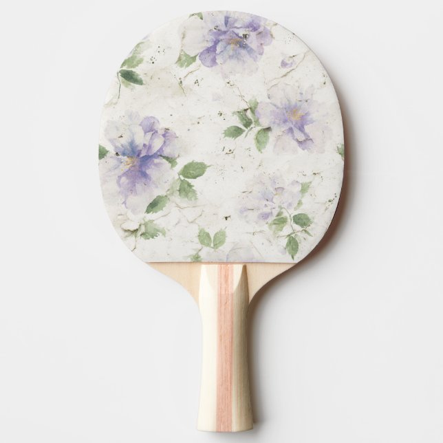 Raquete De Ping Pong Lindas Flores de Lavanda Roxa (Frente)