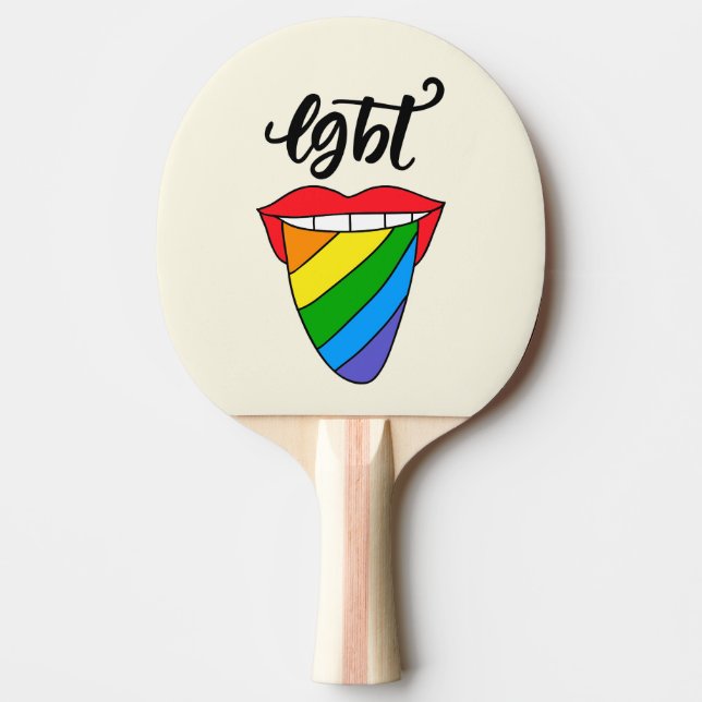 Raquete De Ping Pong Língua arco-íris LGBT (Frente)