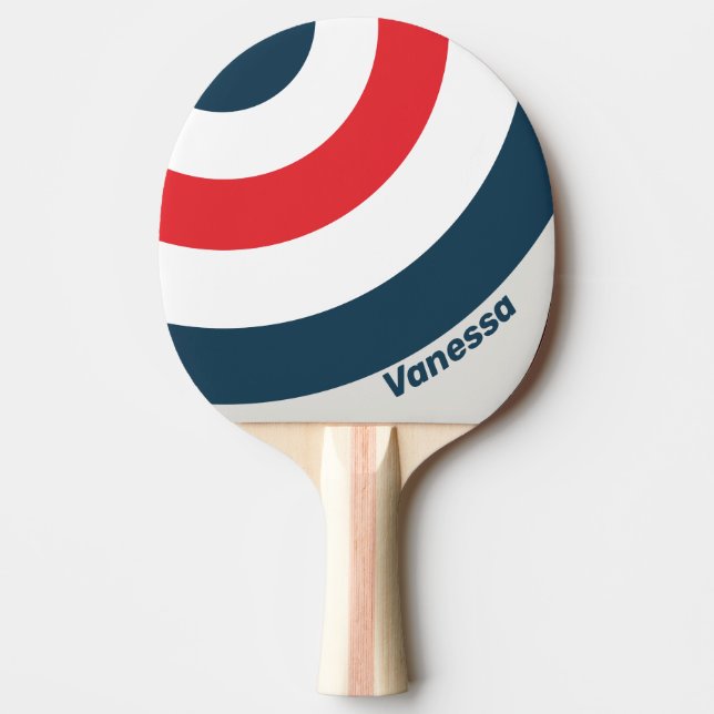 Raquete De Ping Pong Listra de Círculo de Warbird com Nome (Frente)