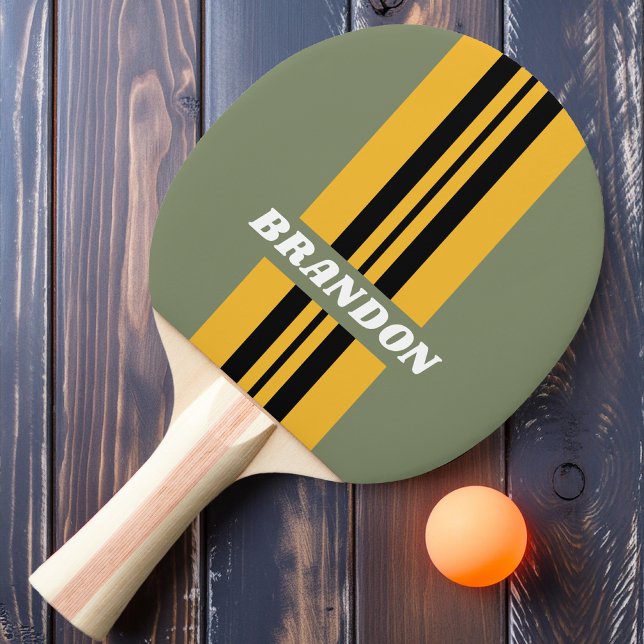 Raquete De Ping Pong Listra de Rali Olive Nightlight com Nome (Criador carregado)