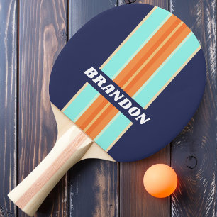 Raquete De Ping Pong Listra de Rali Retro Estilo Vintage com Nome