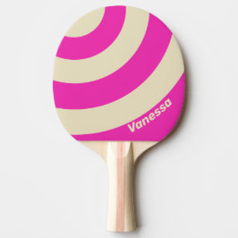 Raquete De Ping Pong Listra de Três Círculos Retro Rosa com Nome
