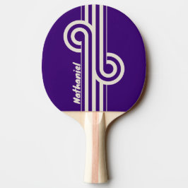 Raquete De Ping Pong Listra de Videira Retro com Nome