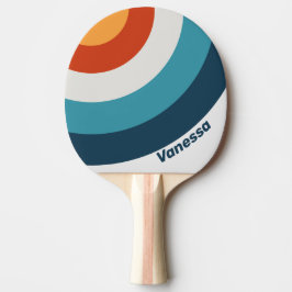 Raquete De Ping Pong Listra do Círculo de Cardo Vintage com Nome