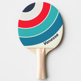 Raquete De Ping Pong Listra do Círculo do Oceano Vintage com Nome