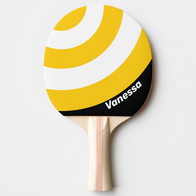 Raquete De Ping Pong Listra do Círculo Nostálgico do Abelhão com Nome (Frente)