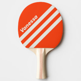Raquete De Ping Pong Listra Triangular Laranja Pôr do Sol Retro com Nom