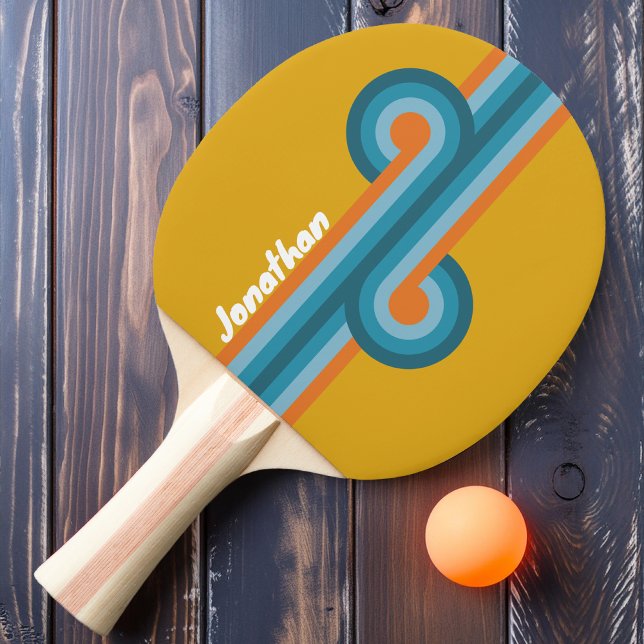 Raquete De Ping Pong Listrado com Laço e Nome Retrô (Criador carregado)