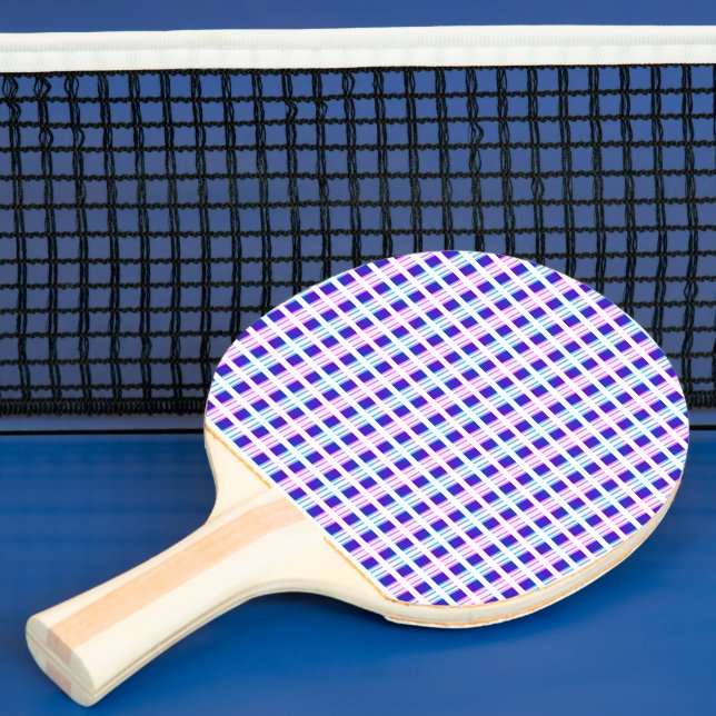 Raquete De Ping Pong listrado elétrico retrô azul e roxo  (Insitu)