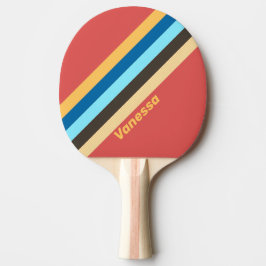 Raquete De Ping Pong Listrado Retro Murmur com Nome