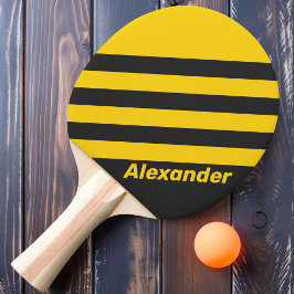 Raquete De Ping Pong Listras Amarelas de Jaqueta Vintage Sport com Nome