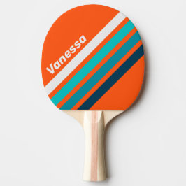 Raquete De Ping Pong Listras Anguladas de Salvavidas Retro com Nome