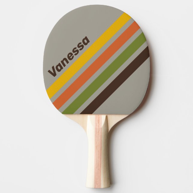 Raquete De Ping Pong Listras Anguladas do Sunset Clover com Nome (Frente)