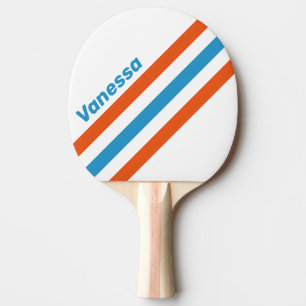 Raquete De Ping Pong Listras Anguladas Nostálgicas de Verão com Nome