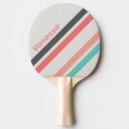 Raquete De Ping Pong Listras Angulares de Coral Desbotado pelo Sol com