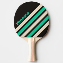 Raquete De Ping Pong Listras Angulares Meia-Noite Retro com Nome