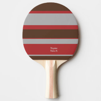 Raquete De Ping Pong Listras Assimétricas Horizontais Cinza Vermelho Ma