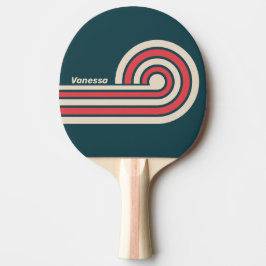 Raquete De Ping Pong Listras com Nome Vibe Azul Turquesa Retrô
