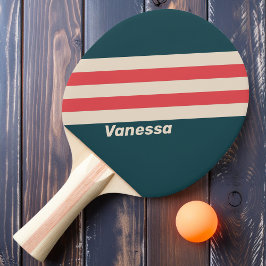 Raquete De Ping Pong Listras com Vibração de Azul Turquesa Retro com No