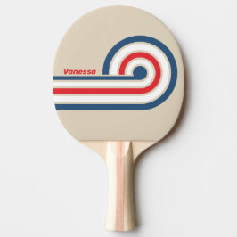 Raquete De Ping Pong Listras Curl da Esquadra Vintage com Nome