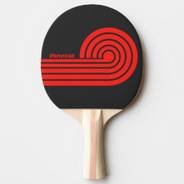 Raquete De Ping Pong Listras Curl Duplo Retro Escuro com Nome