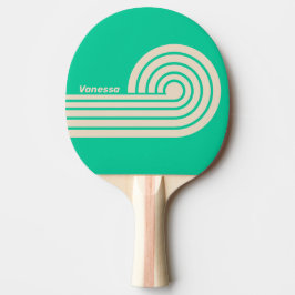 Raquete De Ping Pong Listras Curl Duplo Retro Mint com Nome