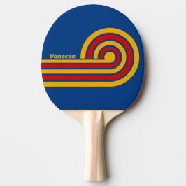 Raquete De Ping Pong Listras Curl Retro de Coração Quente com Nome