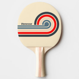 Raquete De Ping Pong Listras Curvas Arco-íris Náuticas Retrô com Nome