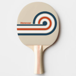 Raquete De Ping Pong Listras Curvas do Convés de Voo Vintage com Nome
