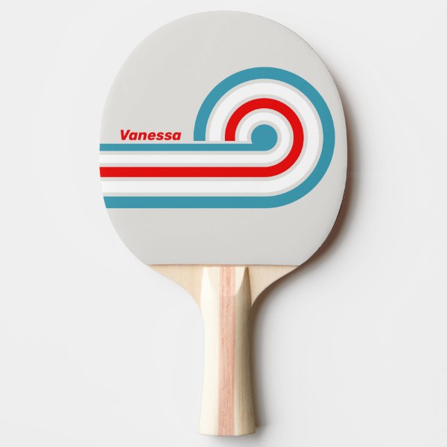 Raquete De Ping Pong Listras Curvas do Thunderbird com Nome (Frente)
