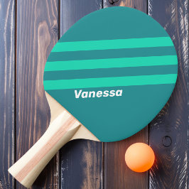 Raquete De Ping Pong Listras da Brisa da Praia Turquesa com Nome