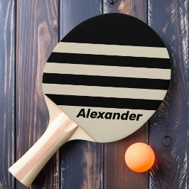 Raquete De Ping Pong Listras de Alabastro Esportivo Vintage com Nome