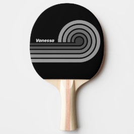 Raquete De Ping Pong Listras de Arco-Íris com Gradiente Escuro e Nome