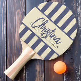 Raquete De Ping Pong Listras de Candy Polo de Meados do Século Brisa de