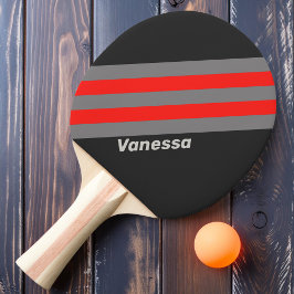 Raquete De Ping Pong Listras de Céu Tempestuoso Retro com Nome
