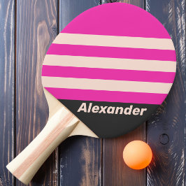 Raquete De Ping Pong Listras de Chiclete Esportivo Vintage com Nome