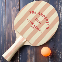 Raquete De Ping Pong Listras de Doce Pêssego à Beira-Mar & Nome da Famí