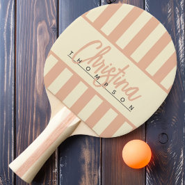 Raquete De Ping Pong Listras de Docinho de Meio do Século Sweet Peach