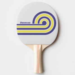 Raquete De Ping Pong Listras de Limão Elétrico Retrô com Nome