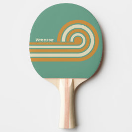 Raquete De Ping Pong Listras de Musgo Retro com Nome