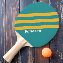 Raquete De Ping Pong Listras de Nascer do Sol de Conchas com Nome