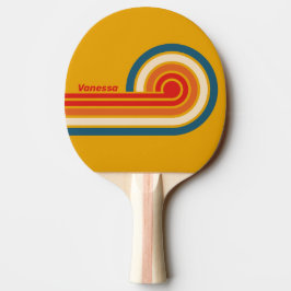 Raquete De Ping Pong Listras de Ondas com Mostarda em Estilo Retrô e No
