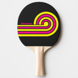 Raquete De Ping Pong Listras de Ondulação do Brilho do Sol Retro com No